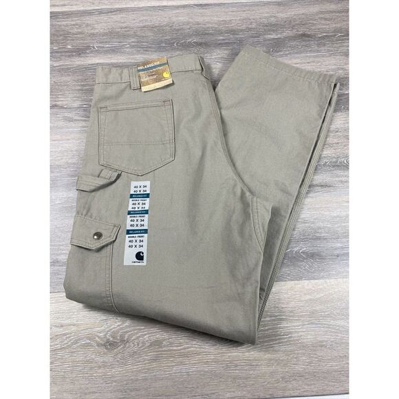 Men's CARHARTT 40 X 34 RIPSTOP CARGO PANTS RELAXED FIT B342 DOUBLE FRONT KHAKI - Picture 1 of 7